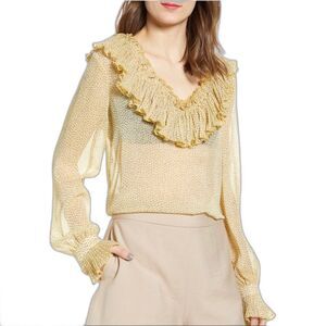 Endless Rose Ruffle V-neck Blouse in Yellow Small